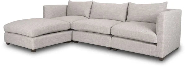 Halston 4-Piece Chaise Sofa Set with Ottoman- Light Grey (BRAND NEW IN BOX)