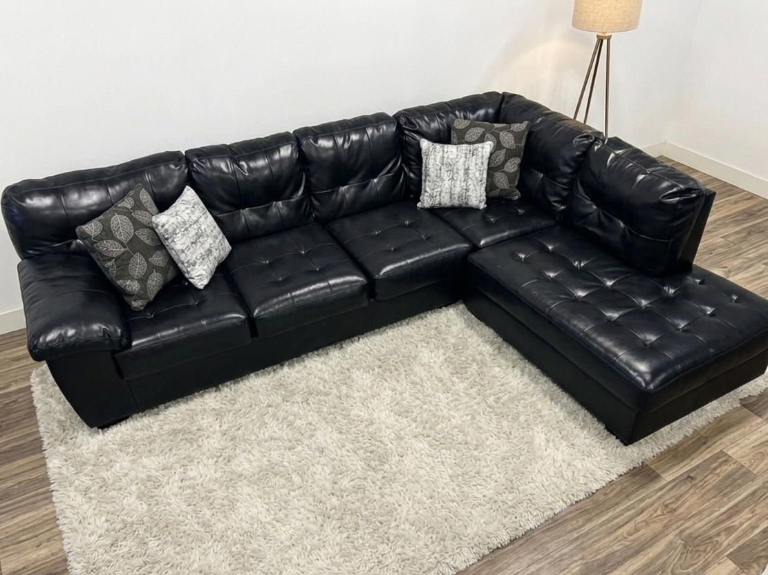 Faux Leather Right Facing Sectional Sofa (Pre - Owned)