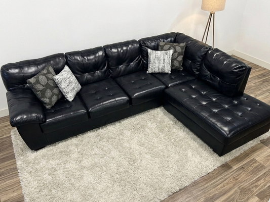 Faux Leather Right Facing Sectional Sofa (Pre - Owned)
