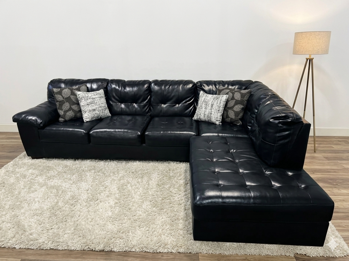 Faux Leather Right Facing Sectional Sofa (Pre - Owned)